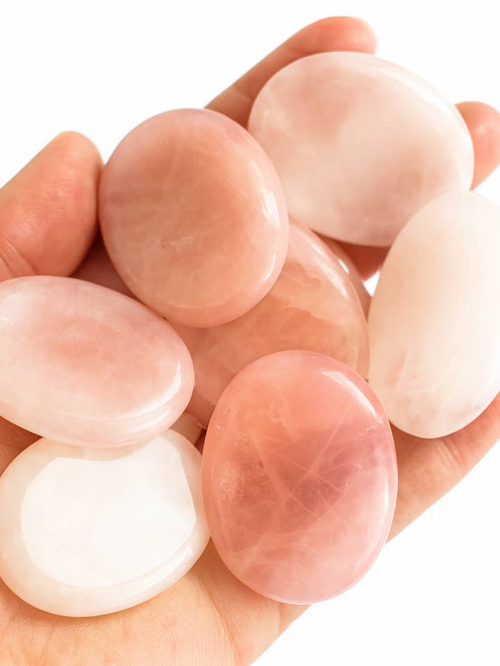 Rose Quartz Worry Stone for wholesale by Apothecary Co.