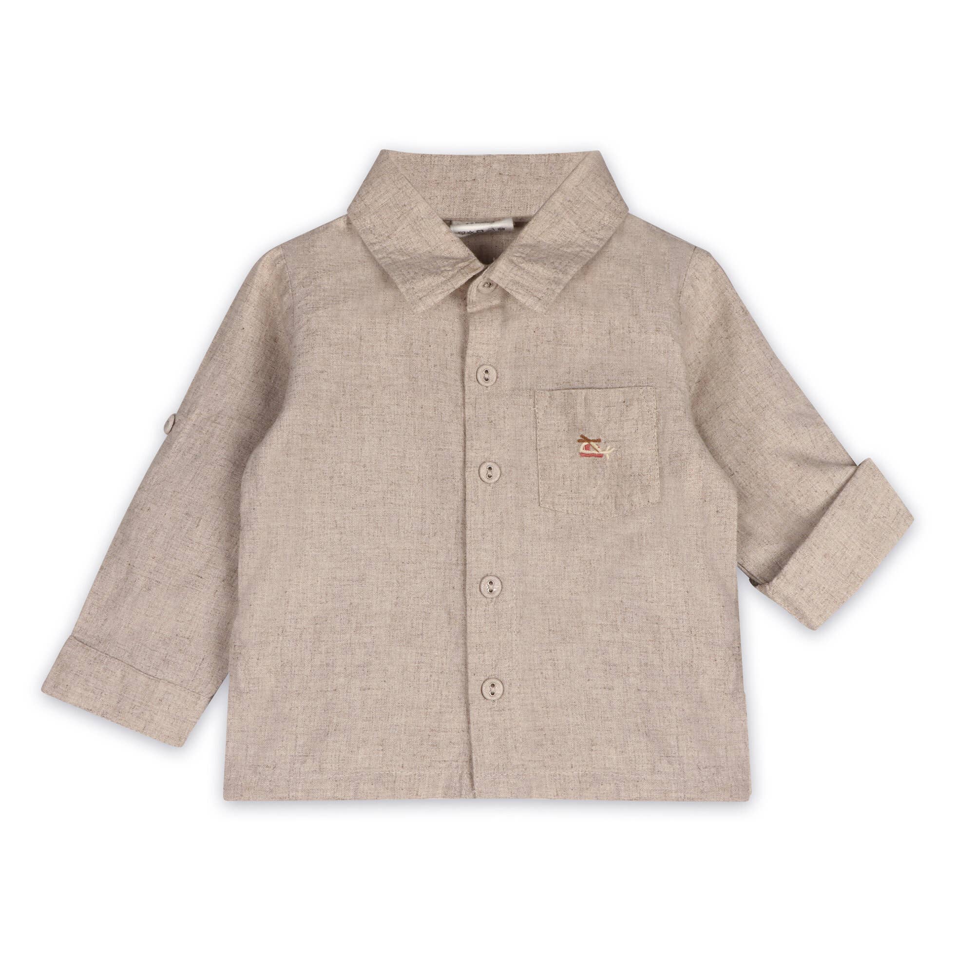 Natural Brown Positano Linen Baby Shirt & Corduroy Pants (Organic) for wholesale on Faire2