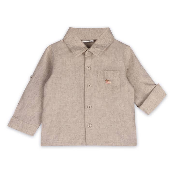 Natural Brown Positano Linen Baby Shirt & Corduroy Pants (Organic) for wholesale on Faire2