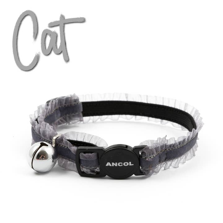 Velvet Frills Safety Cat Collar Grey for wholesale by Ancol Pet Products Ltd