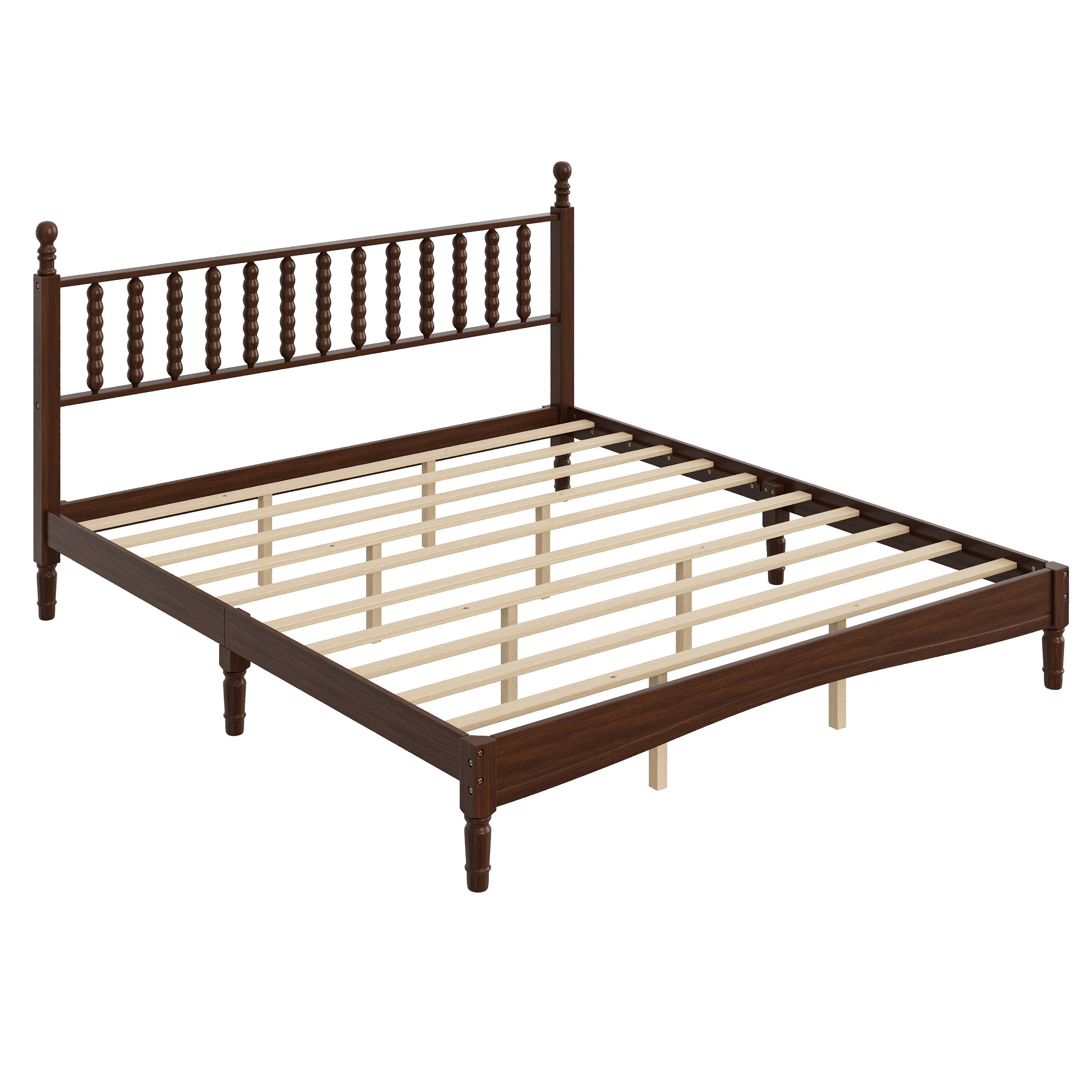 39F Inc. - Wholesale Bed - Retro Wood Platform Bed King/Queen/Full & Nightstand, Walnut1