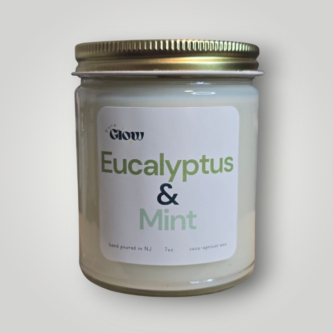 pureglow - Wholesale Jar/Filled Candle - Eucalyptus & Mint Candle – Coconut Apricot Wood Wick Candle0