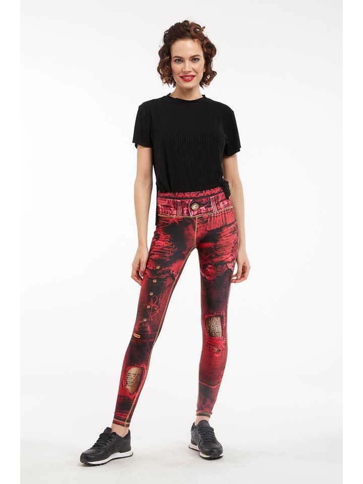 IPNG Design - Vente Legging tendance – femme - Legging à imprimé jean déchiré - Basique13