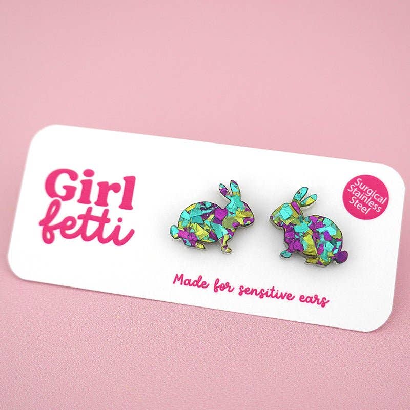 Girlfetti - Wholesale Stud/Post Earrings - Easter Bunny Acrylic Stud Earrings0