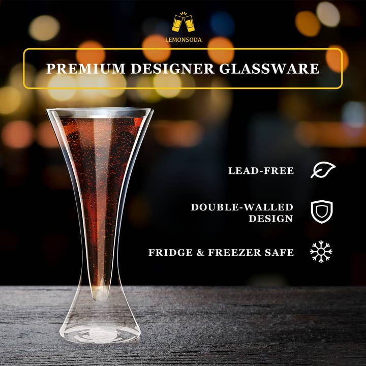 Lemonsoda - Wholesale Cocktail/Liquor Glass - Double Walled Cocktail Martini Glasses -7 fl. oz (1pc)