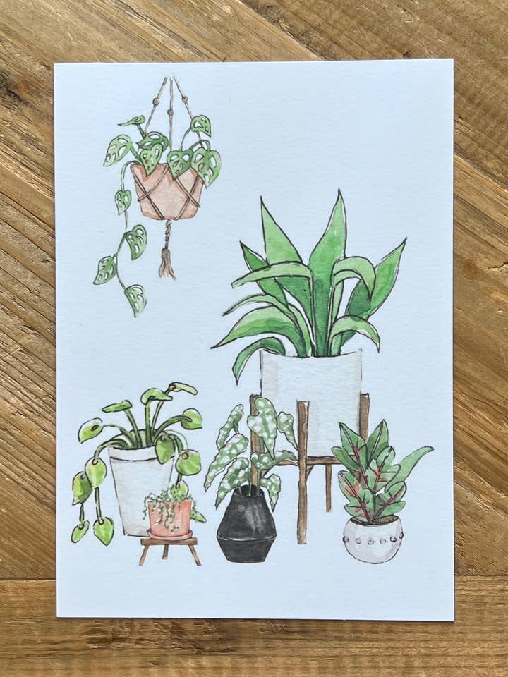 Potted Plants 1 Art Print 5x7 for wholesale by Georgia Lanette Art