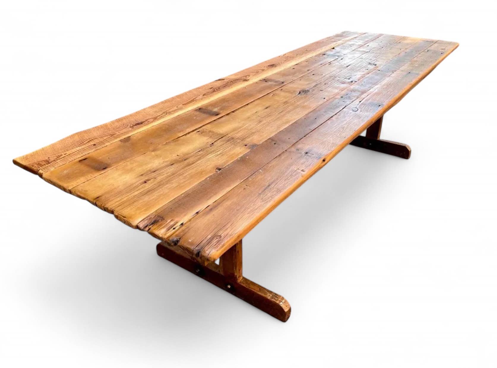 Reclaimed Wood Farmhouse Trestle Harvest Dining Table for wholesale by Archaic