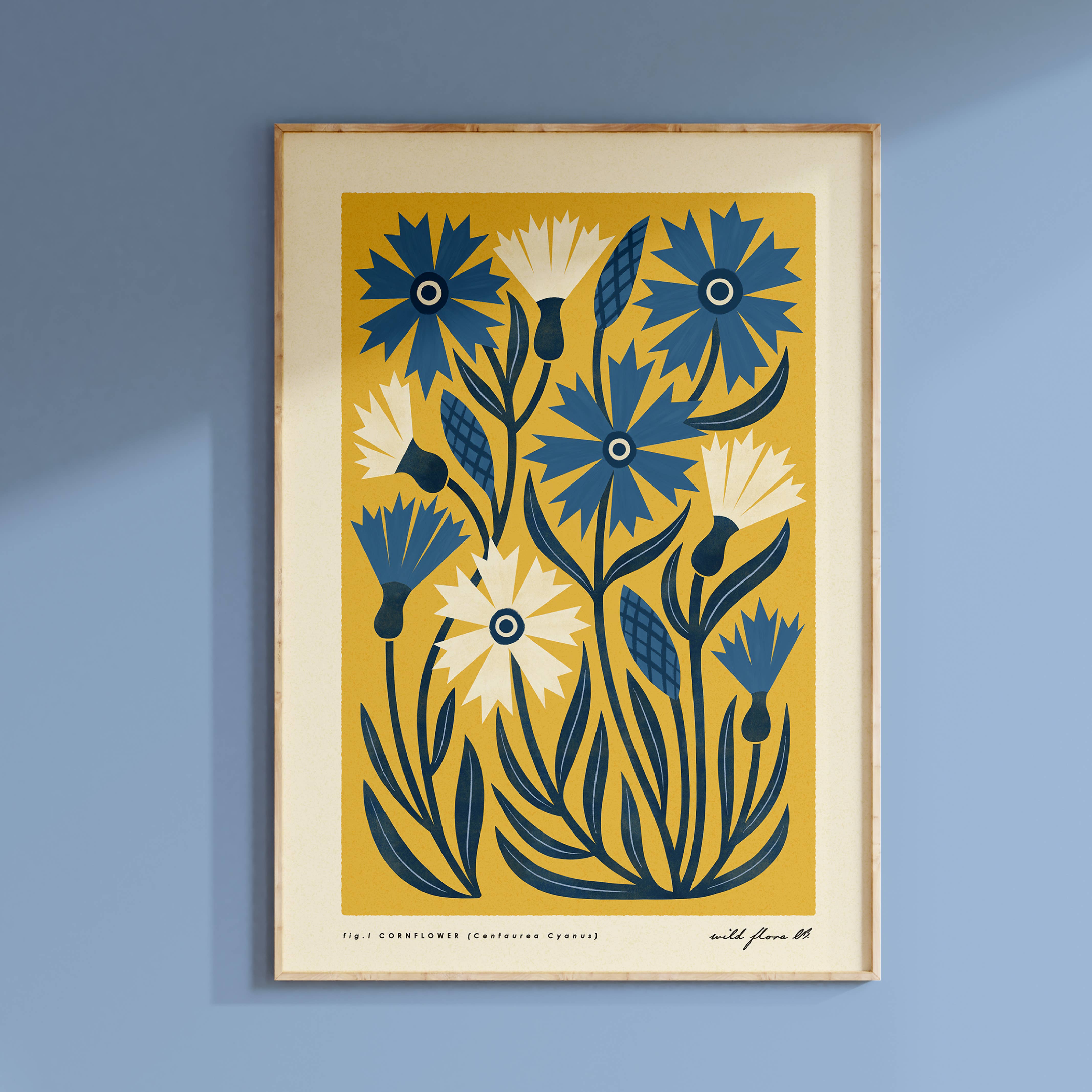 Bird & Co Studio - Wholesale Art Print - Cornflower | Modern-Retro Wildflower Art Print Wall Decor2