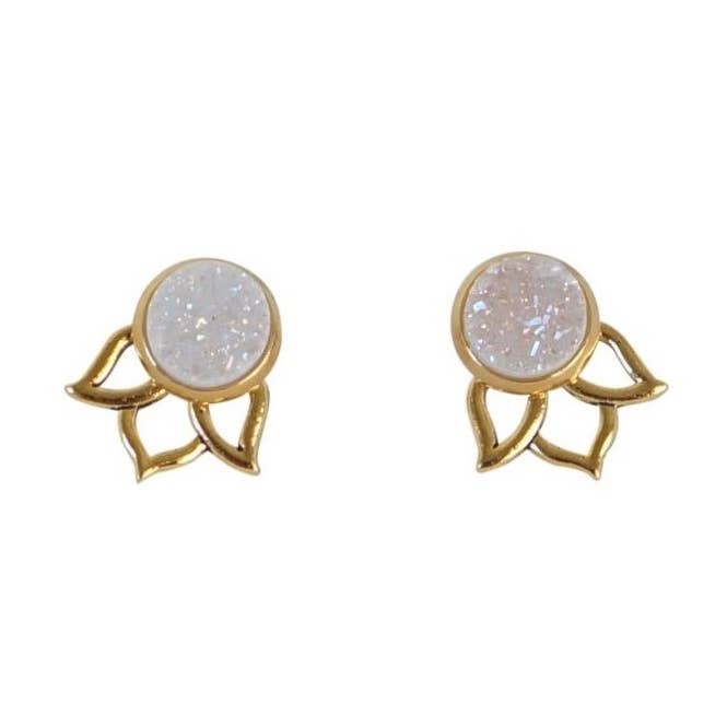 Small Gold Plated 3-in-1 Lotus Ear Jacket for wholesale by Carolyn Hearn Designs