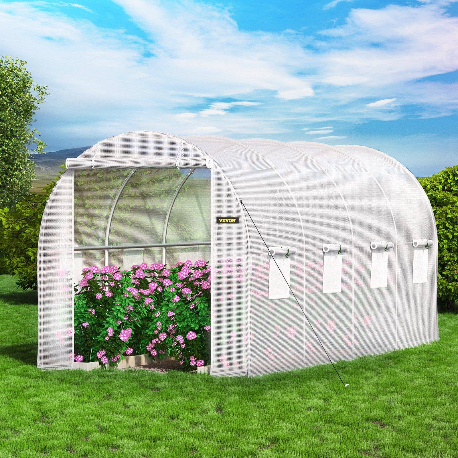 Hard Rock Health Stores - Wholesale Garden Tool - Walk-in Tunnel Greenhouse, 15 x 6.5 x 7 ft Portable Plant Hot House w/ Galvanized Steel Hoops7