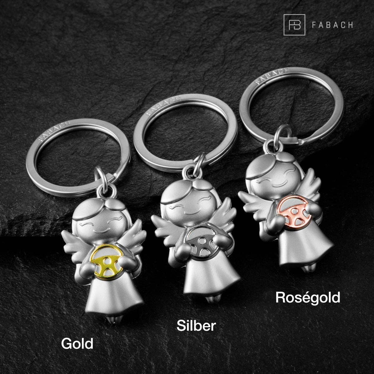 FABACH – Die Schlüsselanhänger-Schmiede – Großhandel Schlüsselanhänger – Unisex – "Star" Schutzengel Schlüsselanhänger - Glücksengel mit Lenkrad - Engel Glücksbringer6