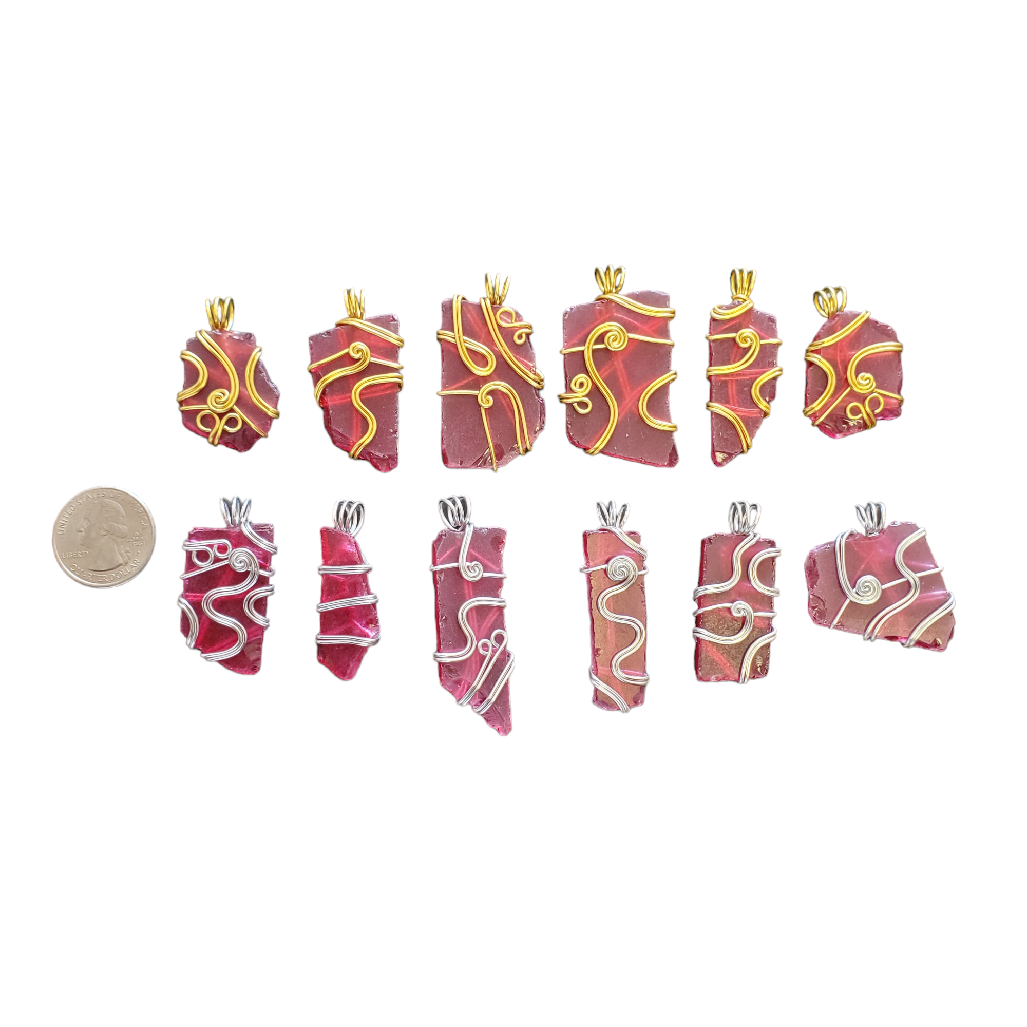 Different Branches – Großhandel Individueller Charm/Anhänger – Einzigartige handgefertigte Sea Glass Anhänger mit Drahtumwicklung6