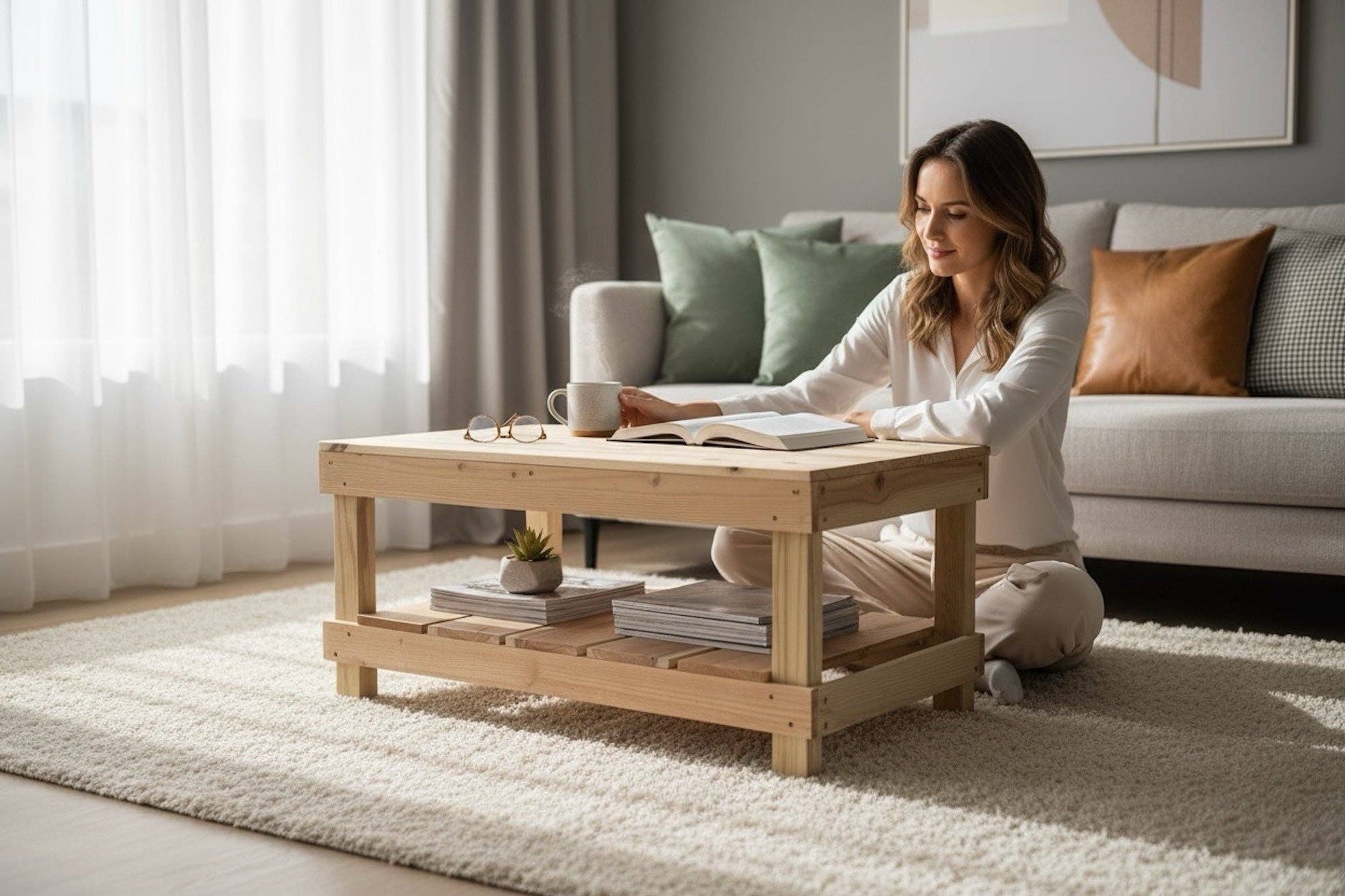 Intrinsic Haven - Wholesale Coffee Table - Farmhouse Rustic Wood Living Room Coffee Table with Shelf21