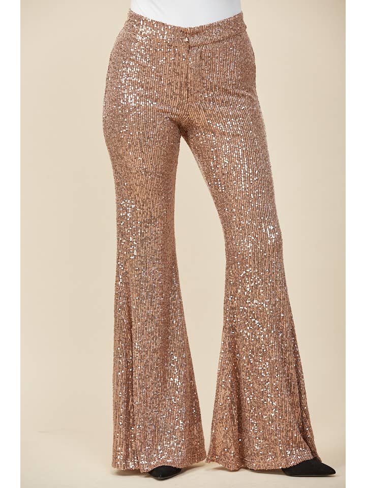 WISTERIA LANE - Vendita all'ingrosso Pantalone - Donna - PANTALONI A ZAMPA IN PAILLETTES - 2405 COPPER