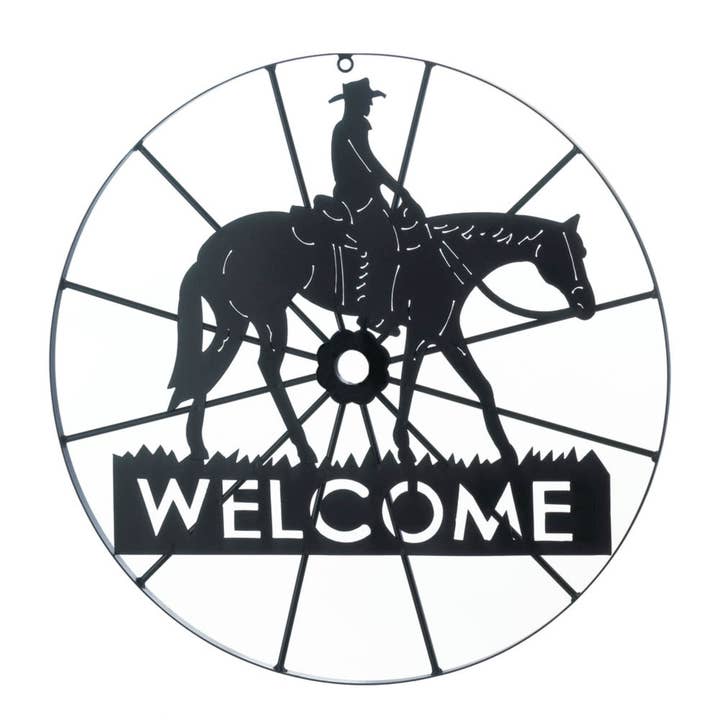 Cowboy Welcome Wheel Sign for wholesale by Zingz Home