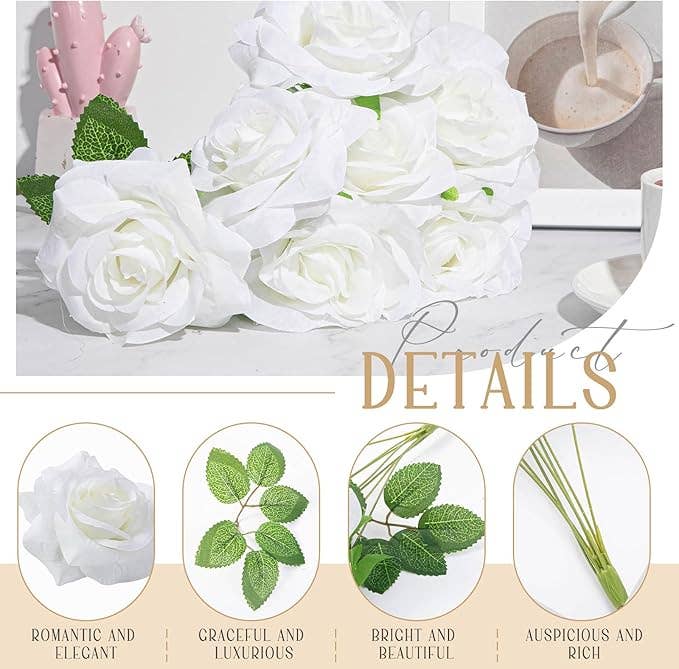 Crover - Wholesale Artificial Flowers - 18 Bunches Artificial Rose Bouquet2