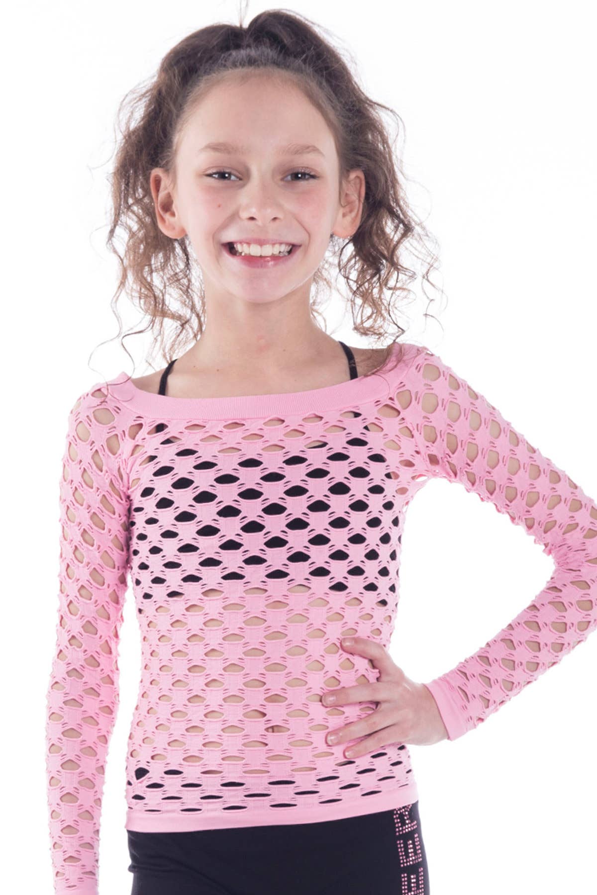 KurveShop - Wholesale Knit Top - Kids - KIDS LONG SLEEVE FISHNET TOP3