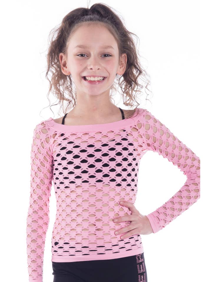 KurveShop - Wholesale Knit Top - Kids - KIDS LONG SLEEVE FISHNET TOP3