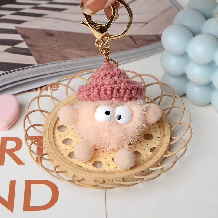 FurDecoration – wholesale Keychain – Women's – Real Mink Fur Pompom Key Chain Cute Cartoon Bag Charm6