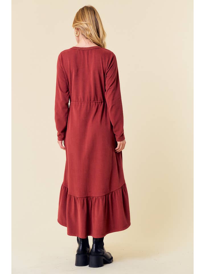 Doe and Rae - Wholesale Dress - Women's - DRAWCORD WAIST TIERED MIDI DRESS - 27523D4