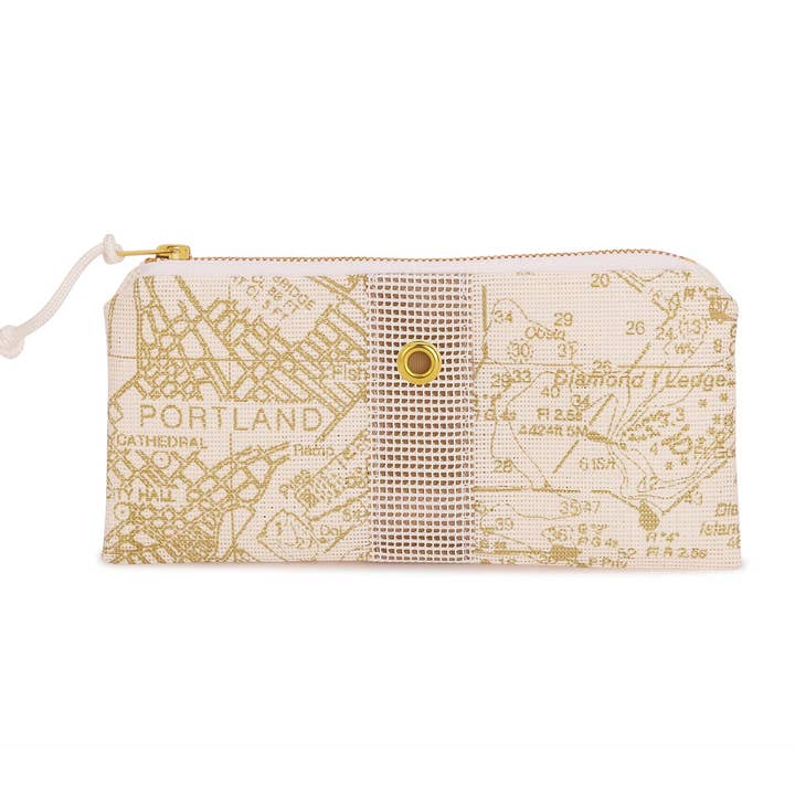 Casco Bay Chart in Gold Mini-Clutch for wholesale by Alaina Marie