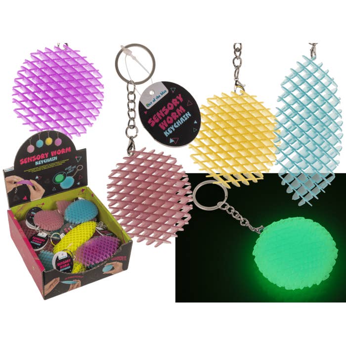 Metal keychain, Sensory Worm, for wholesale by Out of the blue KG