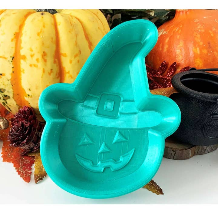 Molde para bomba de baño con sombrero de bruja y calabaza para Halloween, para venta al por mayor de Ocean Moulds