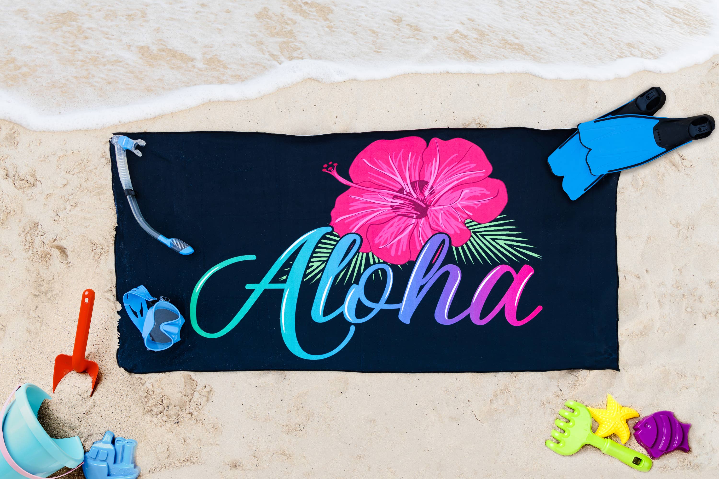 Aloha Designs - Wholesale Beach Towel - Aloha Beach Towel - Soft Microfiber Quick Dry Beach Pool1