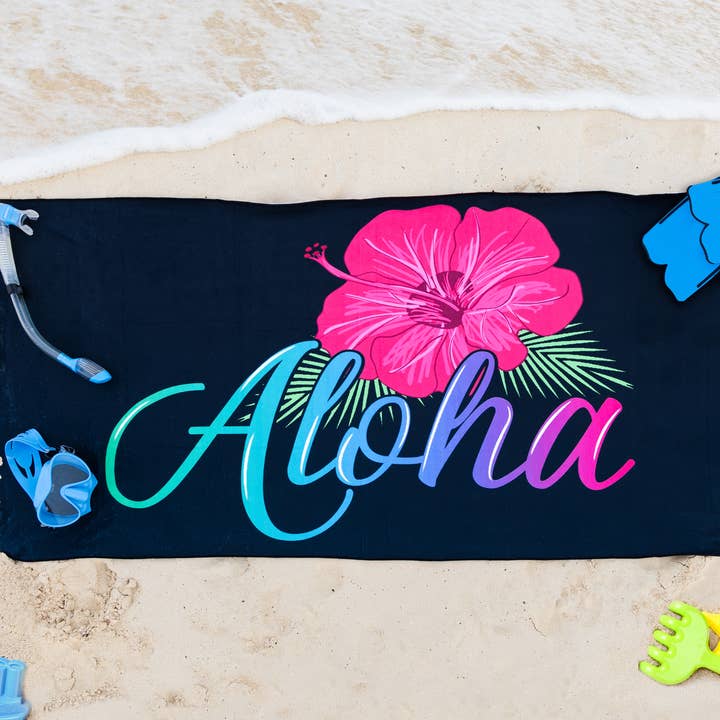Aloha Designs - Wholesale Beach Towel - Aloha Beach Towel - Soft Microfiber Quick Dry Beach Pool1