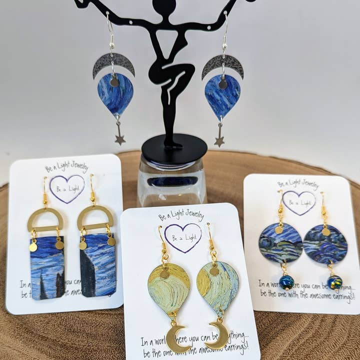 Be a Light Jewelry - Wholesale Dangle Earrings - Van Gogh earrings, Art earrings, set of 12, Collection #52