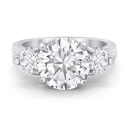 Tre stenring runde simuleret CZ for engroshandel hos Blue Apple Imports