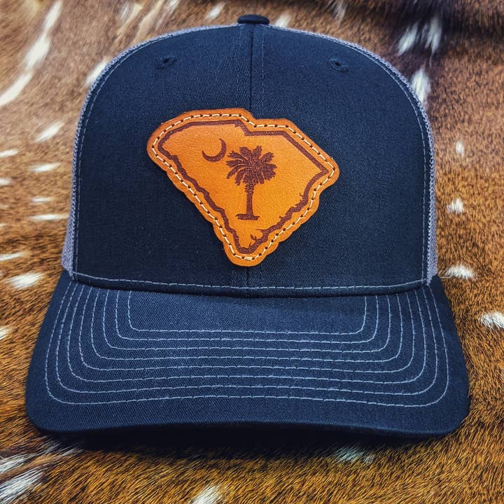 NDesigns Leather - Wholesale Trucker Hat - Unisex - South Carolina State Leather Patch Hat sewn patch, not glued