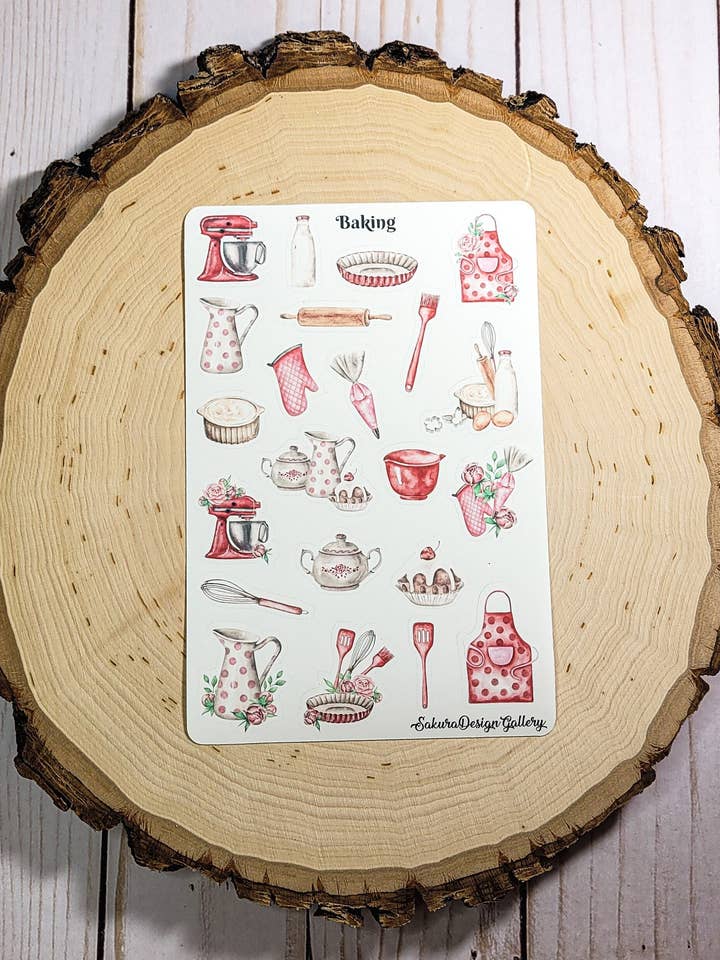 Baking Sticker Sheet, Cooking Stickers, Baker Stickers for wholesale by Sakura Design Gallery