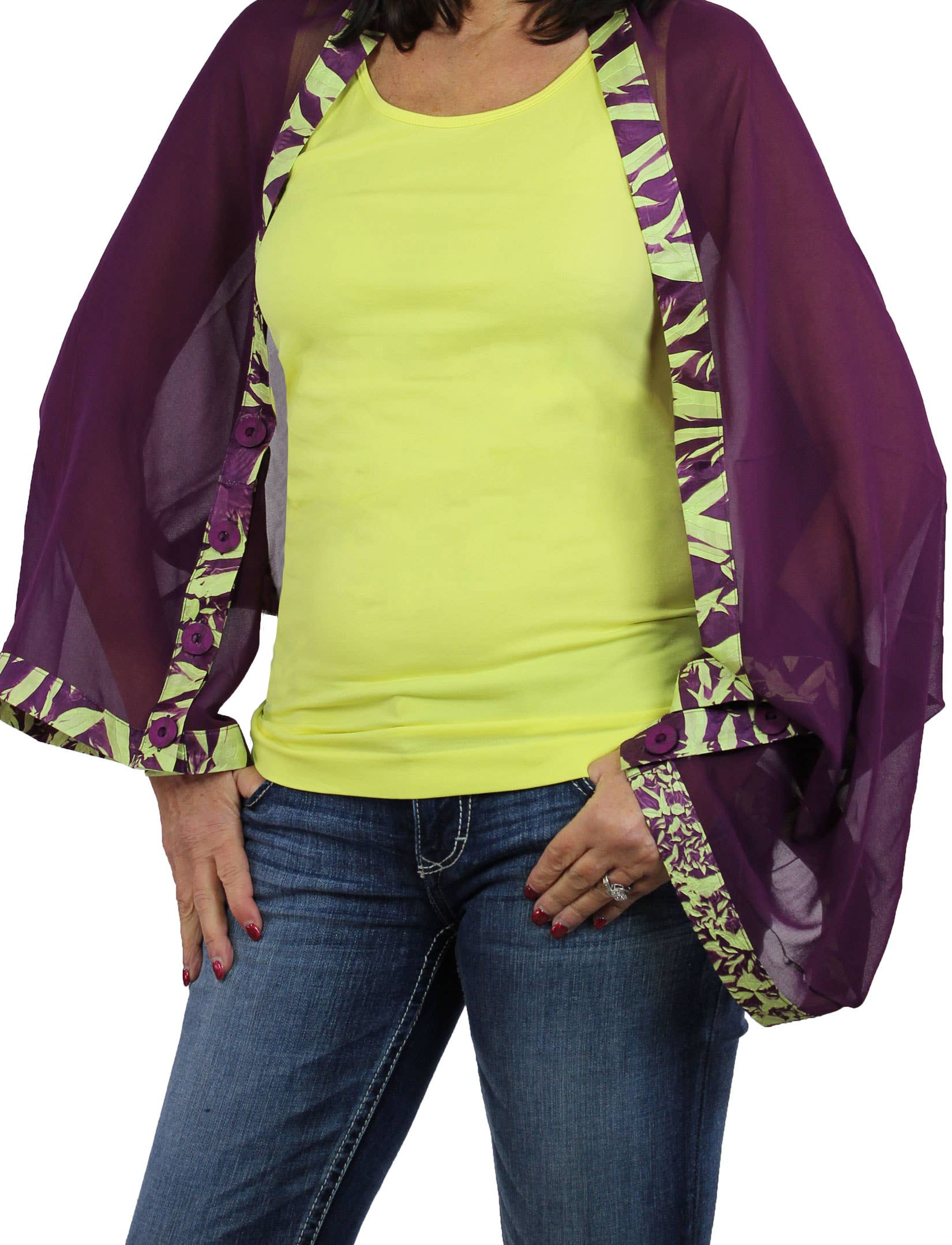 The Magic Scarf Company – wholesale Wrap – Women's – 1036 - Origami Trim Button Shawl/Shrug10