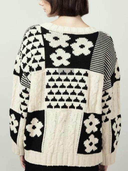Apricot Square Floral Casual Relaxed Pullover Knit Jumper for wholesale on Faire