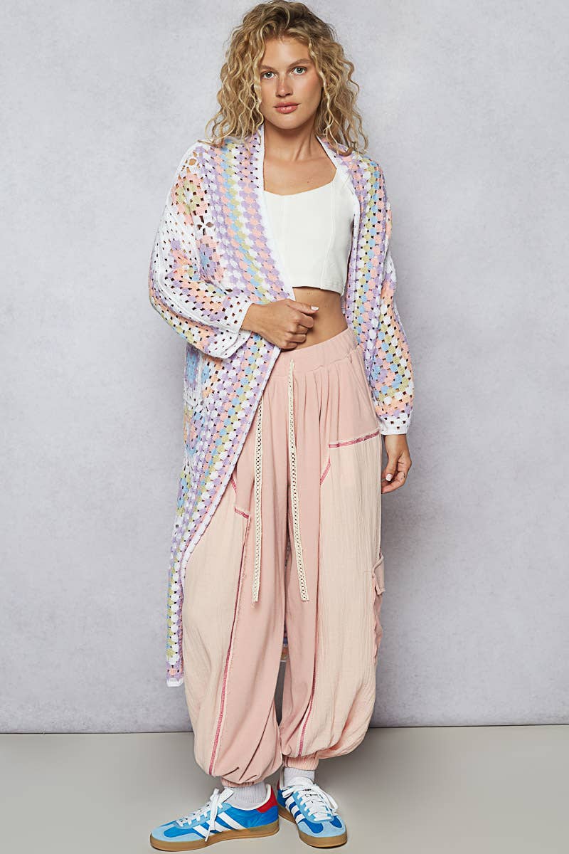 Pol Clothing - Wholesale Cardigan - Women's - Long Sleeve Crochet Various Colors Cardigan11