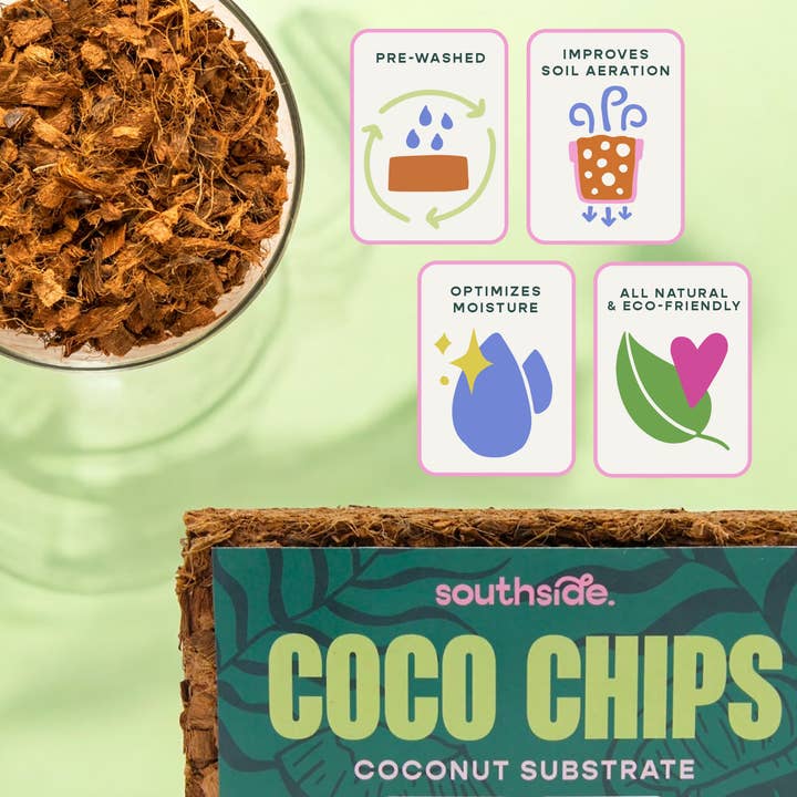 Southside. - Wholesale Planting/Potting Soil - Coco Chip - Chunky Coconut Husk for Houseplant Soil Aeration
