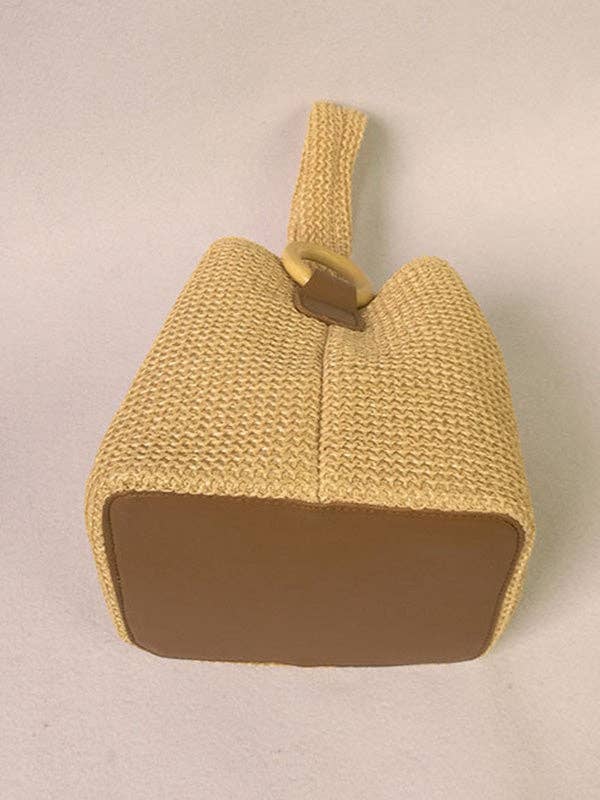 KHAKI Casual Simple Weave Handbag for wholesale on Faire8