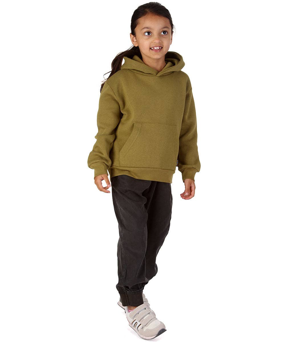 Trendy Toggs Kids Plain Overhead Olive Green Hoodie for wholesale on Faire1