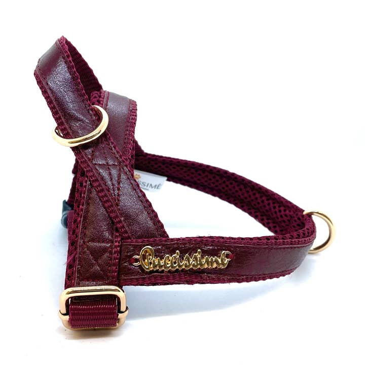Arnés para perros Red Wine con un clic para venta al por mayor de Puccissimé Pet Couture