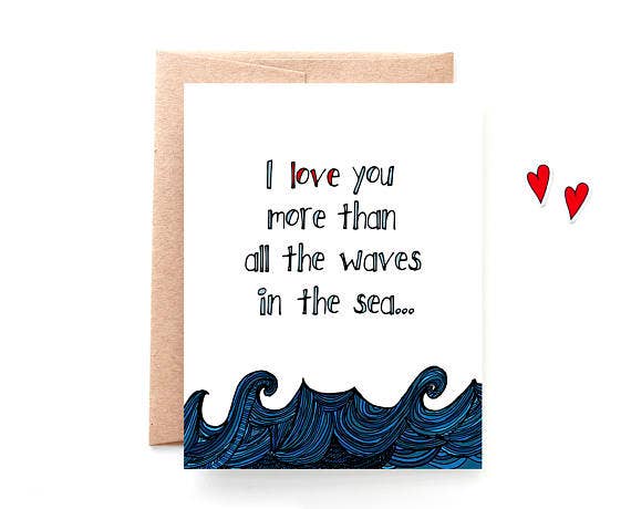 Yellow Daisy Paper Co. - Wholesale Valentine's Day Card - Waves In The Sea Love Card, Valentine or Anniversary Card0