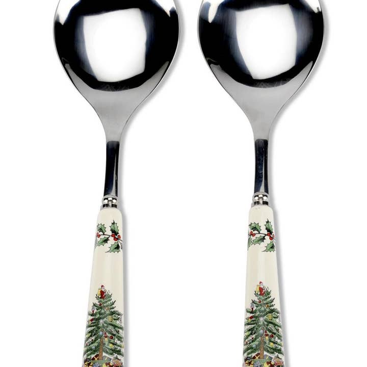 Spode Christmas Tree Set of 2 Salad Servers for wholesale by Portmeirion, Spode, Pimpernel, Nacthmann, Wrendale Designs