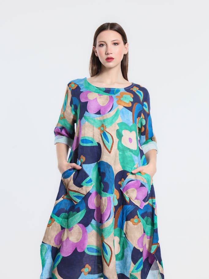 TINA Stephens Italy/Tees By Tina - Wholesale Dress - Women's - April Cloudscape Pocket Dress (DSS165C)