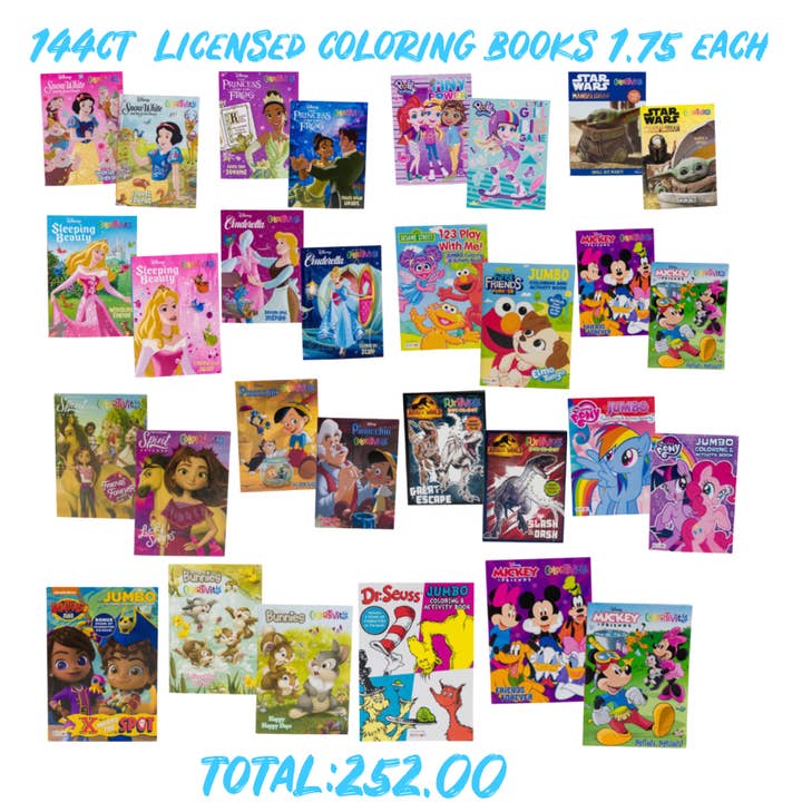 LIBRI DA COLORARE E PASTELLI CON LICENZA PER BAMBINI DA 144 CARATI per la vendita all'ingrosso da parte di God's Beauties and Cuties