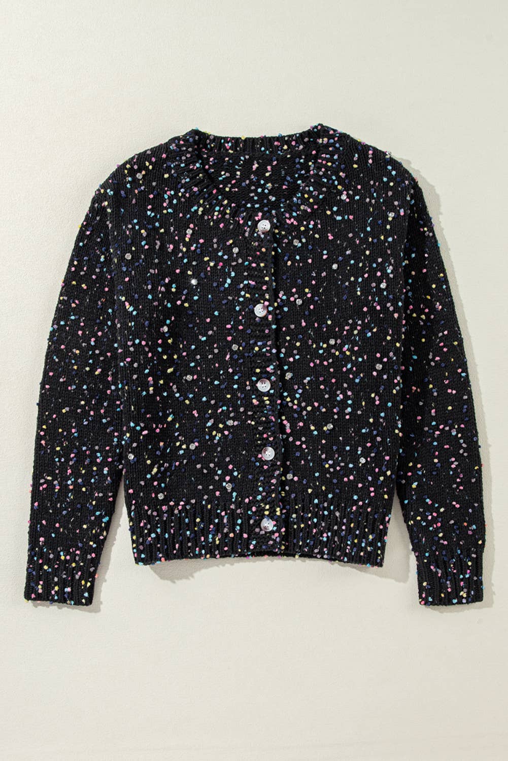 FULL TIME PURCHASE - Wholesale Cardigan - Women's - Rhinestone Decor Multicolor Confetti Sweater Cardigan
13