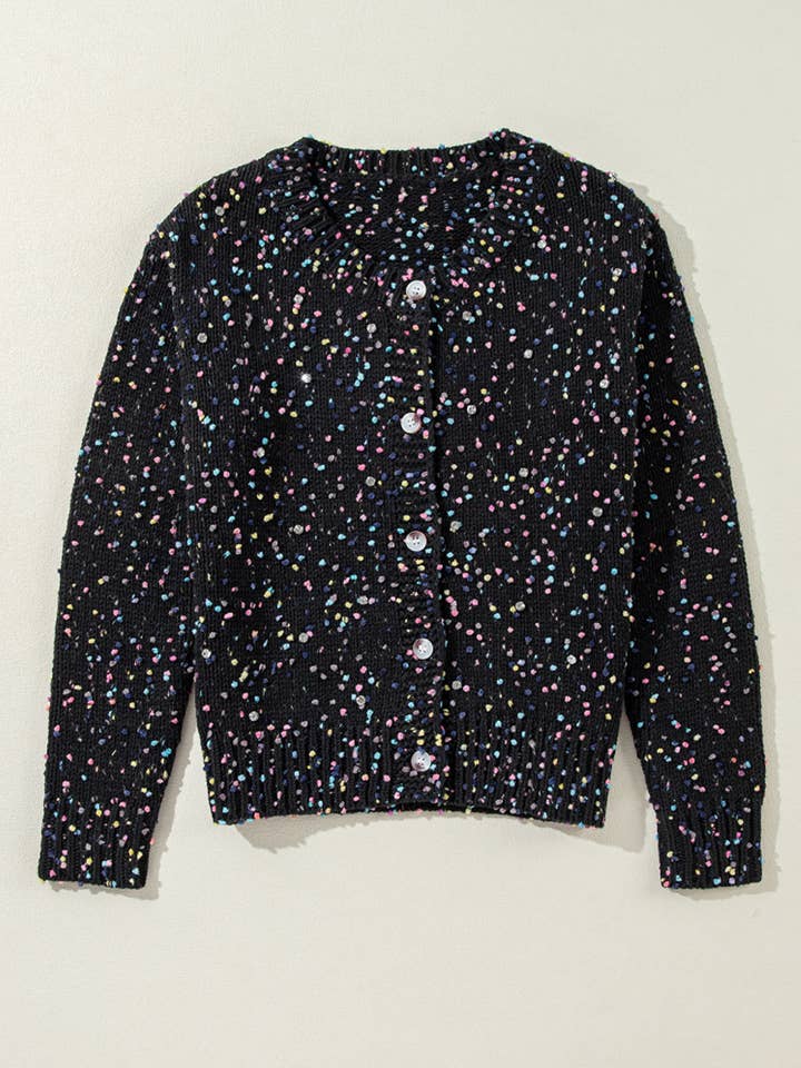 FULL TIME PURCHASE - Wholesale Cardigan - Women's - Rhinestone Decor Multicolor Confetti Sweater Cardigan
13