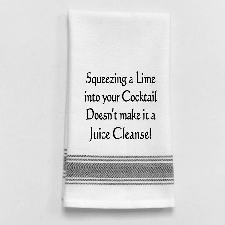 Wild Hare Designs - Wholesale Tea Towel - BB-S-88 Sqeezing a lime into your cocktail…