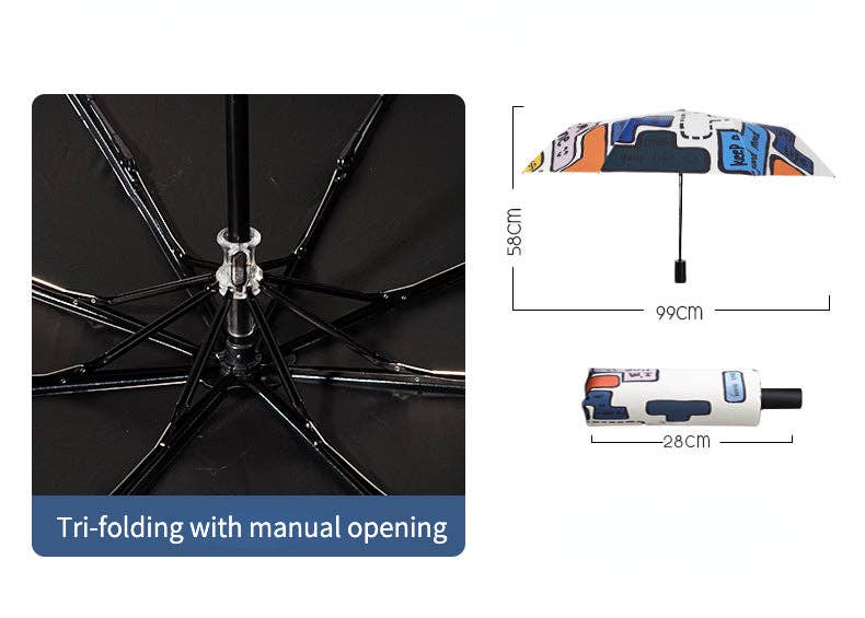 Funkyrel® Atzbranding Limited - Wholesale Umbrella - Women's - Tetris Pattern Folding Travel Umbrella for Sun and Rain8