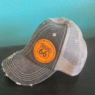 DK LaserWorx - Wholesale Trucker Hat - Unisex - Route 66 Ball Cap with Laser Engraved Leather Route 66 Patch2