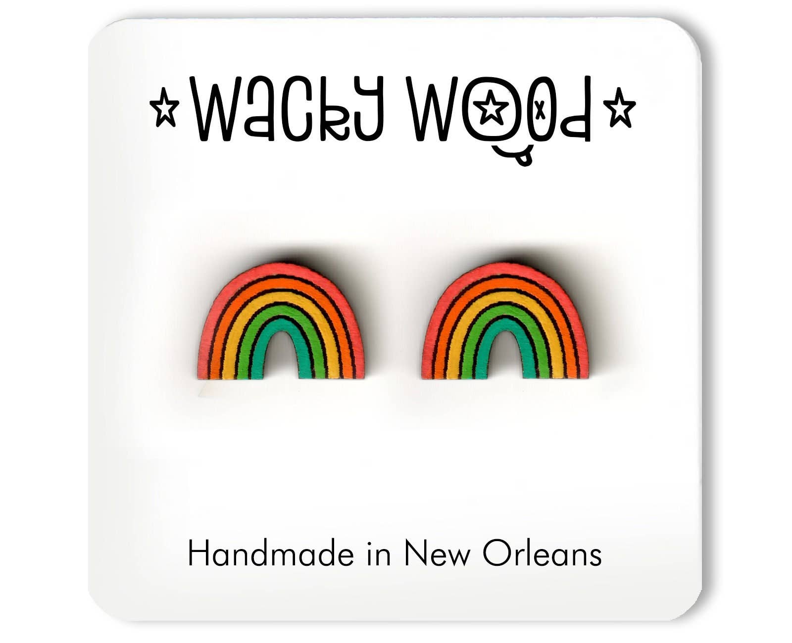 Wacky Wood – Großhandel Ohrstecker – Regenbogen-Ohrringe, Naturohrringe, lustiges Geschenk, Ohrstecker